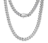 SLLAISS Cadena Hombre Acero Inoxidable Miami Cubana de 5mm 8mm Collar Hombre Mujer Hipoalergénico Cubanas Cuello Cadenas de Eslabones Grandes Planos con Cierre de Seguridad Cuadrado de Presion 46-66cm