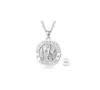 Sllaiss Collar de plata de ley 925 con medalla de San Cristóbal con cadena ajustable, joyería de protección católica, amuleto de viaje religioso, regalo para hombres y mujeres, Plata esterlina, No es