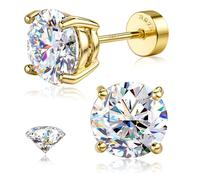 SLLAISS Pendientes Moissanita Mujer Plata de Ley 925 Piercing Oreja Baño Hipoalergenico Oro 16K Pendiente Pequeño Piercing Tragus Helix Cartílago Conch sin Niquel 3mm Moissanita D VVS1