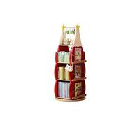 SLMslmsh-5188 Estantería giratoria de 360° para libros de fotos, estante de almacenamiento para estudiantes, área de lectura, estante organizador de almacenamiento de libros (rojo)