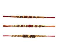 SLNDOKTG Juego de 3 Rakhi para hermano Bhaiya Bhabhi regalo Rakhi para la familia Raksha Bandhan Festival Rakhi para Bhaiya y Bhabhi diseñador indio último Rakhi para pulseras de hilo bhai