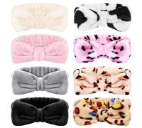 SLNZAPTY 8 diademas de lavado facial, diadema de maquillaje de spa, diadema facial de lazo esponjoso, diadema facial de microfibra suave para el cuidado de la piel, banda para el pelo para mujer, para