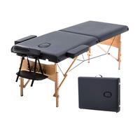 Sloan Camilla de Madera Profesional - Plegable y Portátil - Tapizado Resistente - Altura Ajustable - para Fisioterapia, Masajes y Rehabilitación (Negro)