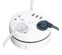 Sloane extensión Viaje | Adaptador Viaje Internacional con extensión retráctil 6.5 pies,Carga Escritorio portátil con 3 Puertos USB, Adaptador Viaje Universal,