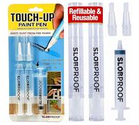 Slobproof Bolígrafo de Pintura de Retoque Recargable - Pack de 2 - Rotuladores Acrílicos para Paredes y Muebles - Preciso, Sin Goteo y Fácil de Usar