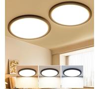 slochi 2Pack Plafon LED Techo,18W 2100LM Bajo Consumo lampara techo,3000K/4000K/6500K regulableØIP44 Impermeable Ultra Delgado Plafones Para Techo Led,Adecuado para Baño Dormitorio Pasillo-Negro