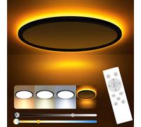slochi lampara techo, 24W 2800LM plafon led techo, panel plano regulable con mando a distancia, Luz Nocturna Regulable 1800K, 3000K-6500K Lámpara de techo Slim salon, dormitorio, cocina，guardería