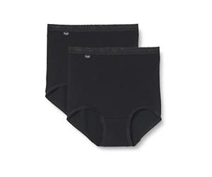 Sloggi Basic Maxi 2P - Braguitas altas de algodón para mujer, paquete de 2 unidades, 9/54, negro