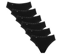 Sloggi - Encaje de algodón 24/7 - Tai Slip - Pack de 3, 6 X Negro, 46