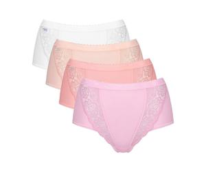 SLOGGI Lote de 3+1 gratis - bragas culotte SLOGGI CHIC MAXI. Color Blanco + 3 rosas
