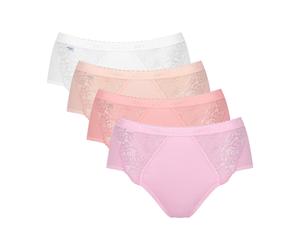 SLOGGI Lote de 3+1 gratis - bragas culotte SLOGGI CHIC MIDI. Color Blanco + 3 rosas
