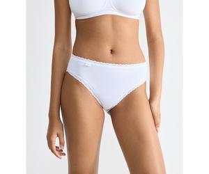 SLOGGI Lote de 3 braguitas escotadas 24/7 Cotton Lace. Color Blanco
