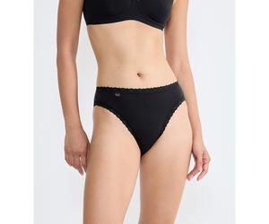 SLOGGI Lote de 3 braguitas escotadas 24/7 Cotton Lace. Color Negro