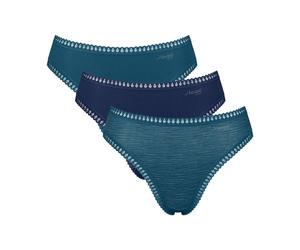 SLOGGI Lote de 3 braguitas escotadas Go Crush. Color Azul pato + azul marino