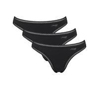 SLOGGI Lote de 3 tangas de algodón Go Crush. Color negro + negro + negro