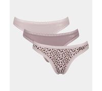 SLOGGI Lote de 3 tangas de algodón Go Crush. Color ROS MALV ESTAMPADO
