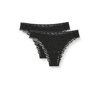 sloggi Mujer Zero Lacy H Tiny Tanga 2P, Negro