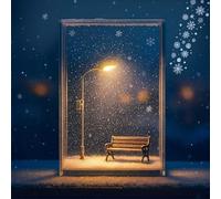 sloiaz Lámpara de nieve mágica, farola navideña hecha a mano con luces de noche nevadas, luz de noche con paisaje nevado y banco, lámpara de cuentos de nieve.(White*A)