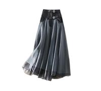 SLOKFV5 Skirt Falda de Tul Vintage A Lline para Mujer, Cintura Alta, Malla de retales, Falda Midi Holgada y cómoda con cinturón Playa