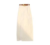 SLOKFV5 Skirt Falda Midi de Pana con Abertura en el Muslo para Mujer, Cintura Alta, Falda Larga Ajustada con cinturón para otoño e Invierno Playa