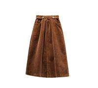 SLOKFV5 Skirt Falda Midi de Pana elástica de Cintura Alta para Mujer, Falda Larga Informal Holgada de Talla grande para otoño e Invierno Playa