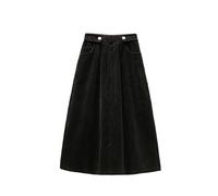SLOKFV5 Skirt Falda Midi de Pana elástica de Cintura Alta para Mujer, Falda Larga Informal Holgada de Talla grande para otoño e Invierno Playa