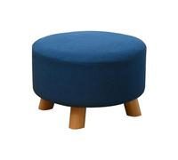 SLOKFV5 Sofá Taburete Redondo de Lino de 16.5 Pulgadas Taburete otomano de Madera Maciza Taburete pequeño con Patas de Madera tapizado Banco de Zapatos Asiento Acolchado Cambiar Zapatos