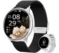 SLOKSFil Reloj Inteligente Mujer, 1,39" SmartWatch Mujer Redondo SpO2, 24H Pulsometro, Presión Arterial, Monitor sueño, Monitor de sueño 120 Deportes para iOS Android (Negro Plata)