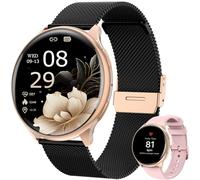 SLOKSFil Reloj Inteligente Mujer, 1,39" SmartWatch Mujer Redondo SpO2, 24H Pulsometro, Presión Arterial, Monitor sueño, Monitor de sueño 120 Deportes para iOS Android (Negro Oro)