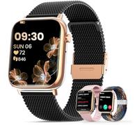 SLOKSFil Reloj Inteligente Mujer, 1.83" HD con Llamadas Bluetooth Smartwatch/24H Pulsometro/Monitor de sueño/Ciclo Femenino/100+ Deportes/IP68/Podómetro, para Android/iOS (Negro Oro)