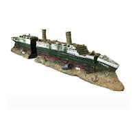 SLOME - Adornos para Acuario con diseño de Barco de Titanio, Material de Resina, decoración para Acuario, decoración respetuosa con el Medio Ambiente