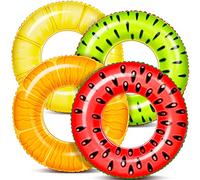 Sloosh 4 Pack Flotadores Hinchables Anillos Tubo de Frutas, Tubos de Frutas para Piscina, Juguetes Flotadores de Piscina, Juguetes para Fiestas de Natación en la Playa para Niños y Adultos