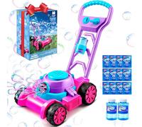 Sloosh Burbuja Cortadora de Césped Juguetes para Niños Pequeños -Juguetes para niños Máquina de Burbujas Juegos de Verano, Bubble Mower Outside Push Toys niños preescolares Cumpleaños Regalos(Rosa)