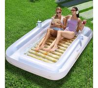 Sloosh Chaise Longue gonflable pour bronzage XL, 85" x 57"/2,1 * 1,4 m Baignoire de bronzage Extra Large pour adultes, Lit gonflable, flotteur de Salon en Radeau