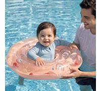 SLOOSH Flotador de piscina para bebé con cámaras de aire dobles, flotador inflable de natación para bebé con asiento de seguridad, diseño de arco iris, anillo de natación para niños pequeños