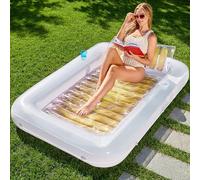 SLOOSH Flotador Inflable de Bronceado para Piscina, 70 x 46 Pulgadas, flotadores de Piscina para Adultos con Almohada, Flotador de balsa 4 en 1, para Tomar el Sol, Cama para Tomar el Sol para inflar