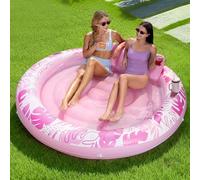 SLOOSH Flotador Inflable para alberca bronceadora, 72 x 65 Pulgadas, flotadores de Piscina para Adultos con Almohada, Tela de Lujo, Flotador Grande para Tina, para Tomar el Sol-Rosa
