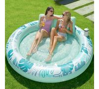 SLOOSH Flotador Inflable para alberca bronceadora, 72 x 65 Pulgadas, flotadores de Piscina para Adultos con Almohada, Tela de Lujo, Flotador Grande para Tina, para Tomar el Sol-Cian