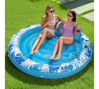 SLOOSH Flotador Inflable para alberca bronceadora, 72 x 65 Pulgadas, flotadores de Piscina para Adultos con Almohada, Tela de Lujo, Flotador Grande para Tina, para Tomar el Sol-Azul