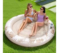 SLOOSH Flotador Inflable para alberca bronceadora, 72 x 65 Pulgadas, flotadores de Piscina para Adultos con Almohada, Tela de Lujo, Flotador Grande para Tina, para Tomar el Sol-Champán