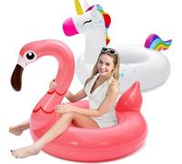 SLOOSH Flotadores de Piscina Unicorn Flamingo - Paquete de 2 flotadores inflables con reposacabezas, Ideales para niños, Playa, Lago, Piscina de Verano, Fiestas, Decoraciones para Adultos y niños