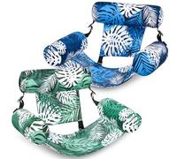SLOOSH Flotadores Inflables para Adultos, 2 Paquetes de Sillas Flotantes, Flotadores Inflables para Adultos, Silla Flotante para Fiesta de Verano en Agua, Playa o Lago, Hojas Tropicales-Verde, Azul