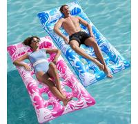Sloosh Flotadores Inflables para Piscina, 2 Piezas Flotadores XL, Cama Flotante con Reposacabezas para Adultos, Colchoneta Flotante para Lago, Playa, Piscina y Diversión Acuática (Azul, Rosa)
