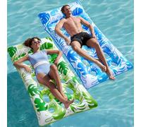 Sloosh Flotadores Inflables para Piscina, 2 Piezas Flotadores XL, Cama Flotante con Reposacabezas para Adultos, Colchoneta Flotante para Lago, Playa, Piscina y Diversión Acuática (Azul, Verde)