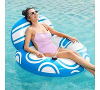 Sloosh Flotadores inflables para piscina, flotadores de piscina, sofá de aire inflable con respaldo grande, tubos de río resistentes para verano, lago, playa, flotador de agua para adultos (azul