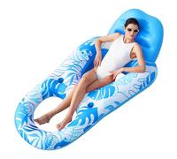 SLOOSH Flotadores Inflables para Piscina, Reclinable para Adultos, Flotador de Piscina con Respaldo Ajustable, Silla Flotante con Portavasos y Reposapiés para Fiesta de Verano en la Piscina (Azul)