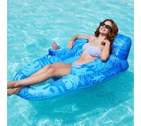 SLOOSH Flotadores Inflables Premium para Piscina, Reclinable para Adultos, Flotador de Piscina de Tela con Portavasos y Respaldo Ajustable para Fiesta de Verano (Azul)