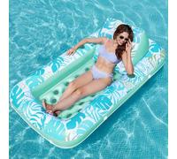 Sloosh Piscina Inflable 180 x 95 cm para Adultos, con portavasos y Respaldo Ajustable, Ideal para Disfrutar del Verano y Disfrutar de una Fiesta acuática (Cyan)