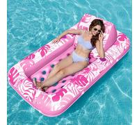 Sloosh Piscina Inflable 180 x 95 cm para Adultos, con portavasos y Respaldo Ajustable, Ideal para Disfrutar del Verano y Disfrutar de una Fiesta acuática (Rosa)
