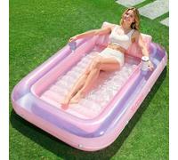 SLOOSH Piscina inflable de bronceado, 70" x 46" pulgadas, gran colchón de aire inflable para adultos con almohada, tumbona 4 en 1, cama de baño inflable, regalo de fiesta de piscina de bolas inflable